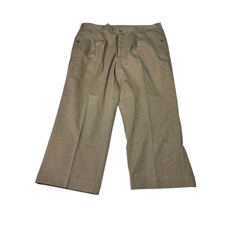 Vintage Orvis Sporting Traditions Mens 40X25 Pleated Chino Trousers Khaki Tan